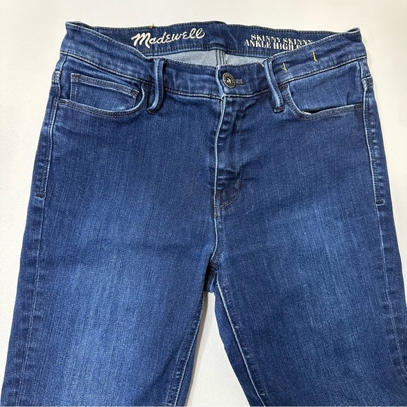 Madewell Skinny Skinny Ankle High Rise Raw Hem Dark Wash Denim Jeans Sz 25 - Picture 2 of 5